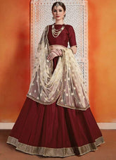 Maroon Zari Work Silk Fancy Lehenga